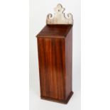 GEORGE III MAHOGANY TAPER BOX, with shaped top, 18 ¾” (47.5 cm)