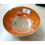 WEDGWOOD PORCELAIN BUTTERFLY LUSTRE BOWL with mottled orange interior and pale blue opalescent
