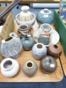 ASSORTED STUDIO POTTERY, COMPRISING; MAINLY VASES, ALSO PLATES AND DISHES (QUANTITY)