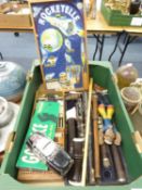 COLLECTED GAMES AND MUSICAL INSTRUMENTS TO INCLUDE; 'ROCKETS' BAGATELLE, TINPLATE POLICE CAR, DIE