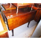 GEORGE III MAHOGANY DROP-LEAF TABLE ON PAD FOOT BASE