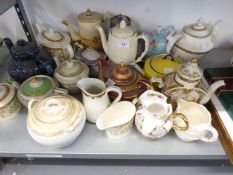 ROYAL DOULTON 'BARONESS' PATTERN LARGE OVAL TEAPOT AND COVER, AND EIGHTEEN VARIOUS TEA POTS, JUGS