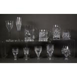 FORTY NINE PIECE ROYAL DOULTON MOULDED GLASS PART TABLE SERVICE OF DRINKING GLASSES, including,