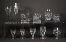 FORTY NINE PIECE ROYAL DOULTON MOULDED GLASS PART TABLE SERVICE OF DRINKING GLASSES, including,