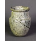 CORNISH SERPENTINE VASE, of ovoid form with short cylindrical neck and flared rim, 6” (15.2cm) high