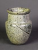 CORNISH SERPENTINE VASE, of ovoid form with short cylindrical neck and flared rim, 6” (15.2cm) high