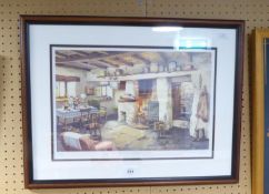 JUDY BOYES ARTIST SIGNED LIMITED EDITION COLOUR PRINT ‘Old Farm Kitchen, Little Langdale’, (61/