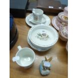 WEDGWOOD BEATRIX POTTER ‘PETER RABBIT’ CHILDREN’S WARE, 7 PIECES INCLUDING TWO BABIES DISHES