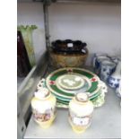 ROYAL DOULTON SECESSIONIST JARDINIERE, VIENNA PORCELAIN CABINET PLATE, WEDGWOOD LEAF PLATES AND MORE
