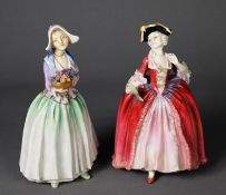 TWO ROYAL DOULTON CHINA FIGURE, DORCAS, HN1491, head re-glued and re-glued at the waist CAMILLE,