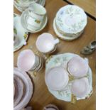 ROYAL ALBERT 'BRAEMAR' PATTERN CHINA PART TEA SERVICE, COMPRISING SEVEN CUPS, SEVEN SAUCERS, A BREAD