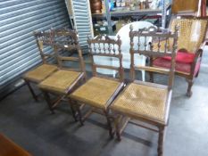 SET OF SIX GEORGE V BOBBIN BACK CANE SEAT DINING CHAIRS (6)