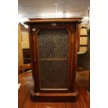 VICTORIAN WALNUT PIER OF MUSIC CABINET, LATER GLASS HAVING INLAY DECORATION