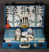 SIRRAM’ SUITCASE PATTERN PICNIC SET, FULLY-FITTED FOR SIX PERSONS AND A PLASTIC STACKING PICNIC BOX,