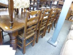 SET OF SIX SHAKER STYLE RUSH SEATER LADDER BACK DINING CHAIRS (6)