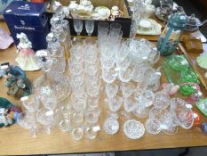 A LARGE COLLECTION OF LEAD CRYSTAL TO INCLUDE; SHIPS DECANTER, 3 OTHER DECANTERS, 6 SHERRY