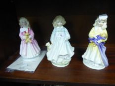 SET OF THREE ROYAL DOULTON LIMITED EDITION CHINA FIGURES ISSUED FOR THE SUPPORT OF THE NSPCC,