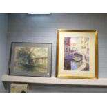 MICHAEL McDONAUGH WOOD LIMITED EDITION PORTE GOLDIAI AND A CHINESE WATERCOLOUR (2)
