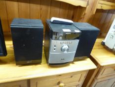 SONY DAB STEREO RADIO AND CD PLAYER WITH A PAIR OF LOUDSPEAKERS, WITH REMOTE CONTROL