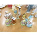 A COLLECTION OF 'BESWICK' BEATRIX POTTER ORNAMENTS, TOAD, CAT, WOLF, RABBITS, ETC.. (13)