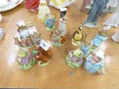 A COLLECTION OF 'BESWICK' BEATRIX POTTER ORNAMENTS, TOAD, CAT, WOLF, RABBITS, ETC.. (13)
