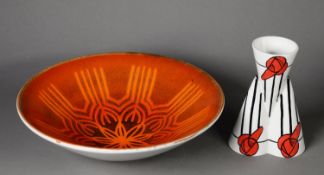 POOLE POTTERY AEGEAN PATTERN POTTERY BOWL, of flared form, decorated in tones of orange and red,
