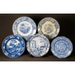 GROUP OF 19TH CENTURY POTTERY AND OPAQUE CHINA DISHES, including 'Ulysses Weeps at the song of