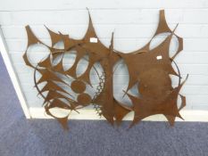 TWENTIETH CENTURY PIERCED AND CUT STEEL ABSTRACT WALL HANGING, unsigned, 31” x 37” (78.7cm x 94cm)