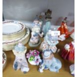 SEVEN LLADRO PORCELAIN FIGURES, COMPRISING; SIX MODELLED AS CLOWNS AND THE OTHER A YOUNG GIRL WITH