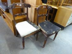 PAIR OF REGENCY STYLE DINING CHAIRS, (SEATS NEED RE-UPHOLSTERING) (2)
