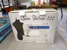 QUEEN DELUXE 220 PORTABLE SEWING MACHINE (BOXED)