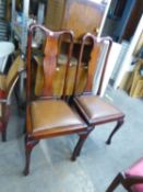 A PAIR OF QUEEN ANNE STYLE MAHOGANY DINING CHAIRS (2)