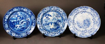 THREE EARLY TO MID-19TH CENTURY PEARLWARE AND IRONSTONE DISHES, one attributed to Robert Hamilton (