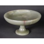 MODERN ITALIAN GREEN ONYX PEDESTAL FRUIT STAND, 10" (25.5cm) diameter