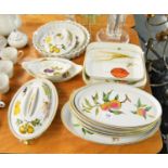 ROYAL WORCESTER EVESHAM PART DINNER SERVICE, TO INCLUDE A TUREEN WITH COVER; MEAT DISHES, etc.