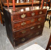18TH CENTURY OAK CHEST OF FOUR GRADUATED LONG DRAWERS