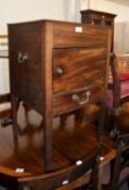 19th CENTURY MAHOGANY NIGTHSTAND, WITH CUPBOARD, SINGLE DRAWER, ON TAPERING LEGS (approximately 74cm