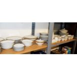 EXTENSIVEE NORITAKE 6224 ASHLEIGH DINNER SERVICE, TO INCLUDE 12 TEACUPS, 11 DEMI TASSE, 12 SOUP