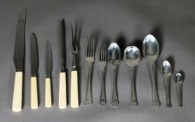 G.M. & S, SILVER PLATED TABLE SERVICE OF HARLEY PATTERN CUTLERY, for twelve persons, 105 pieces,