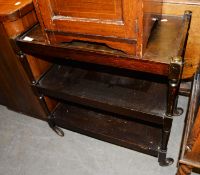 OAK THREE TIER TEA TROLLEY AND A MAGAZINE RACK WITH OVAL TOP (2)