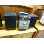 SONY DAB STEREO RADIO AND CD PLAYER WITH A PAIR OF LOUDSPEAKERS, WITH REMOTE CONTROL