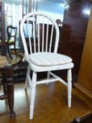 A PAIR OF WHITE FINISH WINDSOR HOOP BACK CHAIRS