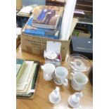 SIX PIECES OF CHINA ROYAL COMMEMORATIVE WARE; SOME COINS; A COLLECTION OF ROYAL COMMEMORATIVE