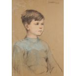 STUART BOYD (1887 - 1916) COLOURED CHALK DRAWING ON BUFF PAPER Seated half-length portrait of a