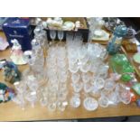 A LARGE COLLECTION OF LEAD CRYSTAL TO INCLUDE; SHIPS DECANTER, 3 OTHER DECANTERS, 6 SHERRY