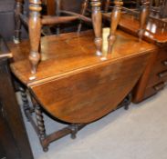 OAK OVAL GATELEG DINING TABLE, ON SPIRAL LEGS