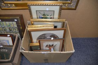 A SELECTION OF NEEDLEWORK TAPESTRY'S FRAMED AND GLAZED AND AN EGYPTIAN PAPYRUS PICTURE (11)
