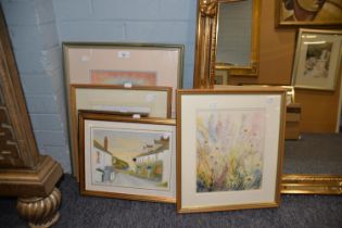 PATRICIA ROBERTS ORIGINAL WATERCOLOUR OF FLOWERS TOGETHER WITH FIVE OTHER ORIGINAL WORKS (6)