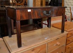 GEORGE III STYLE SERPENTINE LOW SIDE TABLE, WITH SMALL FALSE DRAWER ON FOUR MOULDED STRAIGHT LEGS,
