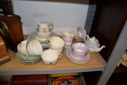 NEW CHELSEA CHINA TEA SERVICE FOR 2 PERSONS, (CREAM JUG HANDLE A.F.), AND A SPODE OLYMPIA PART TEA